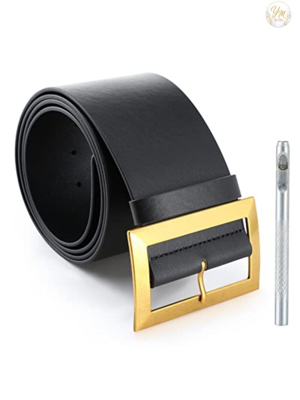 PU Leather Costume Belt Gold Buckle 59in Wide Cosplay Halloween